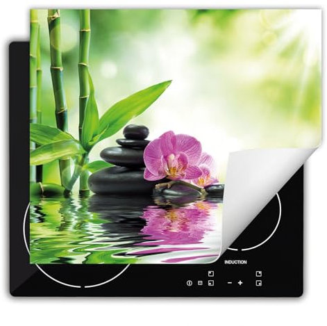 DarHaus Tapis protection plaque induction 60x52 cm Protege plaque tapis pour induction - bambou - orchidée