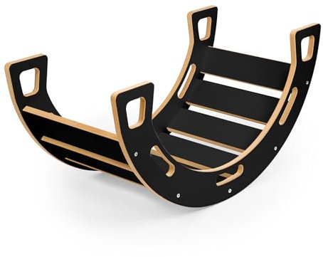 Obubu - Kletterbogen und Babywippe - Montessori aus Holz - Kletterdreieck - Handgemachtes Klettergerüst Indoor Kletterkuppel für Kinder ab 1 Jahr - Liegestuhl Kinder - Schwarz