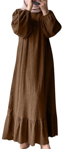 OUMSHBI Muslimische Kleider Damen Festlich Muslim Damen Kleidung Dubai Unifarben Abaya Jilbab für Ramadan Muslim Kleid Ganzkörper Eid Mubarak Kaftan Abayas Muslim Dress Islamische Muslim Gebetskleid