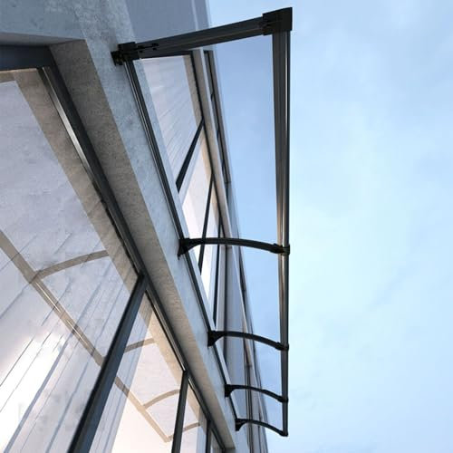 Vordach Für Haustür mit Regenrinne Fenstermarkise Markisen Wallbox Überdachung Polycarbonat Haustürvordach Terrassenüberdachung Regenfest Und UV Schutz (80×130cm)
