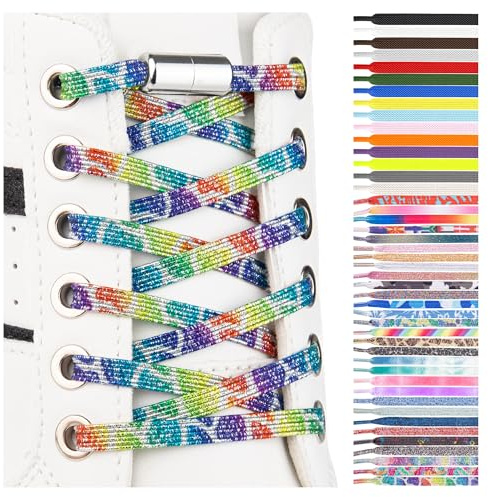 SULPO 2 Paires Lacets élastique plats - attache rapide - Lacets colorés à fermeture rapide - Lacets élastiques pour chaussures - Caoutchouc - Lacets - Lacets enfants & adultes pour baskets