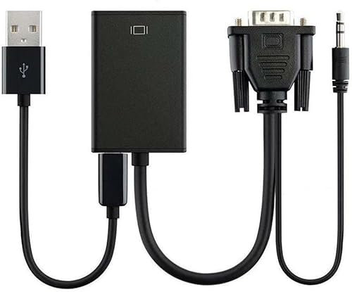 VGA to HDMI Adapter, Male to HDMI Female Converter, Premium Quality1080P with Audio video Output Cable - Perfect for Laptop, HDTV, and Monitor Connectivily