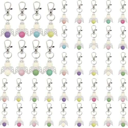 ONECK 40 Piezas Colgantes de Ángel de la Guarda, Llavero ángel de la Guarda, Pequeños Amuletos de Suerte, Regalos para Invitados, Llaveros de Ángel de la Guarda para Bautizo, Boda y Despedidas