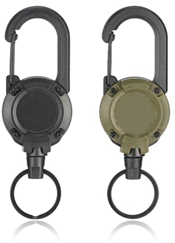 Portachiavi Retrattile, 2 Pezzi Clip a Bobina, Portachiavi Allungabile, Retrattile Bobina Badge con Moschettone Clip con Cavo Acciaio da 60cm per Ufficio, Affari, Exhibition porta badge retrattile