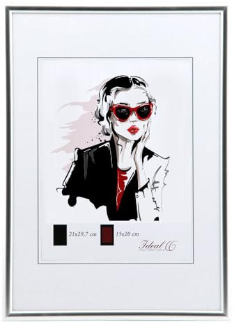 KM FOTO Moderner Glas Bilderrahmen NLS aus Kunststoff Perfekt für Fotos, Poster und Wanddeko Collage Design: Farbe: Silber | Format: 30x40