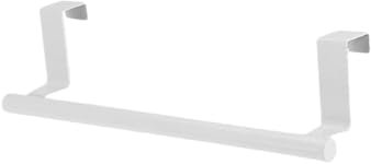 1/2 Piezas toallero sobre la Puerta Barra de Toalla Soporte para Colgar baño de acero Inoxidable gabinete de Cocina Blanco Negro Trapo Estante Colgador, Blanco s, 2 Piezas