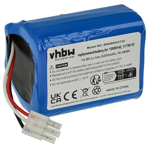 vhbw 1x Akku kompatibel mit Miele Scout RX3, RX2 Saugroboter (5200 mAh, 14,8 V, Li-Ion, ohne Gehäuse)