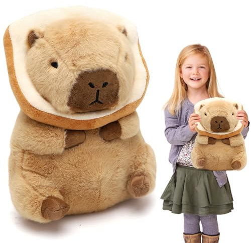 RANJIMA Capybara Plüschtier,30 cm Capybara Kuscheltier mit Abnehmbare Toast Stofftier,Wasserschwein Plüsch Kissen Spielzeug,Kawaii Wurfkissen Home Deko,Weihnachten Geburtstag Geschenk für Kinder