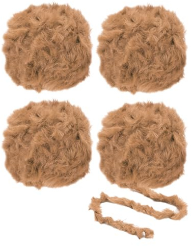 PATIKIL 35yds Kunstpelzgarn, 4 Knäuel Flauschgarn Häkelgarn Flauschiges Garn Weiches Chunky-Polyester-Plüschfell Wimpern für Häkeln Strickdecke Teppich Pullover, Bärenbraun