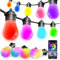 YORABO Lichterkette Außen 30M, Smart Led Bunt Glühbirne Outdoor mit Fernbedienung, 35 S14 LEDs, IP65 Wasserdicht, 213 Szenenmodi mit Dimmbar Warmweißen