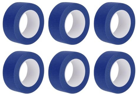 sourcing map Lot de 6 rouleaux de ruban de masquage bleu foncé de 2,5 cm de large, 13,1 m de long pour la maison, le bureau, l'entrepreneur commercial, peinture propre et anti-goutte large papier