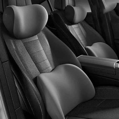 JINGXINXUE Auto Kopfstütze und Lendenkissen für BMW M M2 M4 M5 M6 M8, Autositz Nackenkissen Rückenstütze Kissen Ergonomische Schutz Der Halswirbelsäule,C/Grey