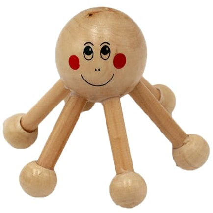 Oldmoom Wooden Scalp Massager,Six-Leg Spider Shape Head Massage Tool - Portable Waist Leg Massager, Manual Scalp Relaxation Tool for Women