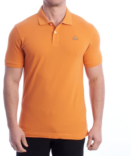 Poloshirt für Herren, kurzärmelig, Slim Fit, YMP002-PK001. Poloshirt für Herren, Poloshirt für Herren, aus Baumwolle, Poloshirt für Herren, T-shirt, Polohemd mit V-Ausschnitt für Herren, orange, XL