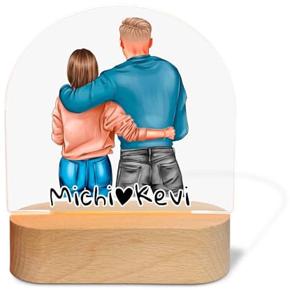 Yuweli Nachtlicht Personalisierte Geschenke für Frauen Acryl Bild — Ideal als Jahrestag Geschenk für Ihn & Sie — Partner Geschenke Freundin
