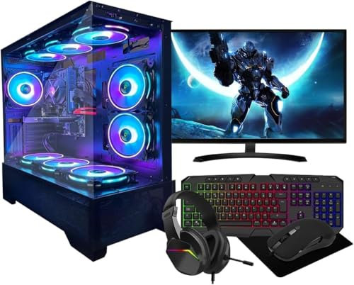 ASC Intel Core i7 Gaming Tower • GT730 2GB Graphics Card • 16GB RAM • 512GB SSD+1TB HDD • 500W 80+ PSU • Black 9 Fan RGB Gaming Case • WIFI • Windows 11 • 22 Monitor Bundle
