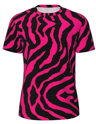 OKFSTY Zebra Tigre leopardo rosa da uomo maglia maglia manica corta t-shirt camicetta Clubwear per discoteche e balli