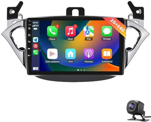 Android 14 Autoradio 2 Din für O-pel Adam 2013-2016/Corsa E 2015-2019 mit Wireless Carplay Android Auto GPS Navi 9 Zoll Stereo mit WiFi Mirror Link Bluetooth FM/RDS/DAB Rückfahrkamera(Color:P1)