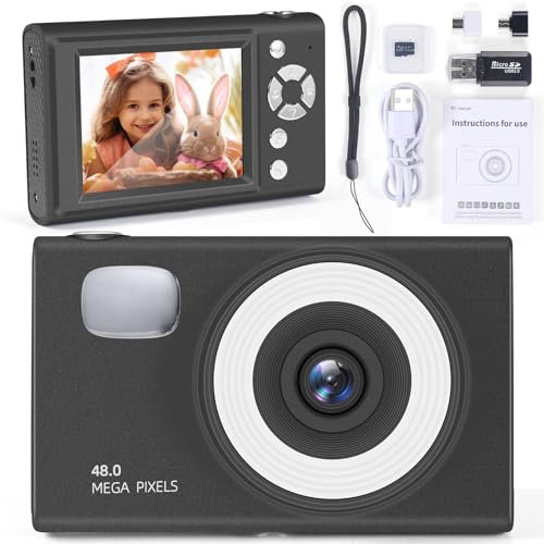 Digitalkamera 1080p Fotoapparat Digital Kamera mit 128G Karte Fotokamera mit Batterie Einfache Tragbare 16X Digitalzoom Digitalkamera für Kinder Teenager Student Senioren Anfänger