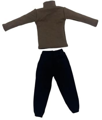 perfeclan 1/6 Actionfigur Kleidung Set - Männlicher Rollkragenpullover & Frachthosen Outfit für 12 Puppen - Stilvolles DIY Kostüm für Hot Toys, BJD & Actionfiguren , Dunkelbraun