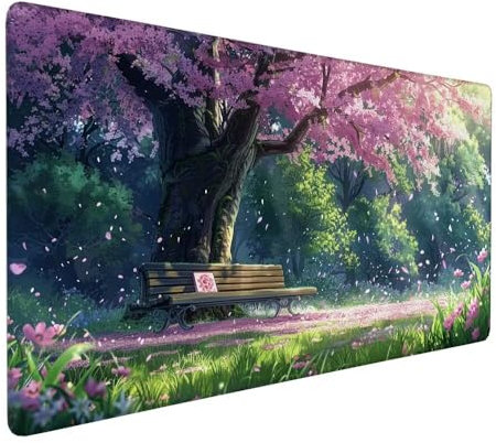 Tapis Souris Japon 600 x 300 x 3 mm Fleurs De Cerisier Tapis Souris Gaming Grand sous Main Bureau, Base Antidérapante en Caoutchouc Coutures sur Les Bords Desk Mat pour Ordinateur Deco Bureau X-880