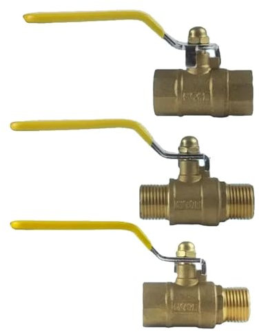 1/2 3/4 1 2 Raccordo filettato in ottone Raccordi for tubi dell'acqua Raccordo rapido Valvola a sfera Irrigazione da giardino Rame 1 pz(1I2 Male)