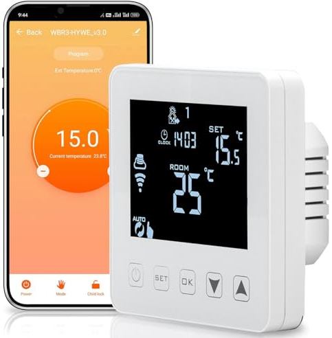 Casativo 2er-Set Intelligentes WLAN-Thermostat Unterputz für Fussbodenheizung: App-, Sprach- & Touch-Steuerung, Siri/Alexa/GA – Komfortabel & energieeffizient
