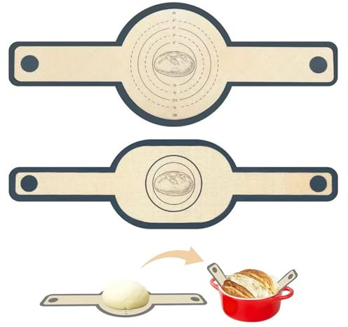 Silicone Bread Sling for Dutch Oven, Non-Stick Reusable Bread pad, 2-Piece sourdough Bread Sling (for Bread-Making Accessories and sourdough Bread Gifts)