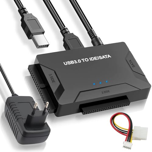 Wowfast Universal USB 3.0 to IDE/SATA Hard Drive Adapter, 5 Gbps Hard Drive Adapter USB for 2.5 Inch and 3.5 Inch SATA HDD & IDE HDD, Compatible Windows/Linusx/Vista/XP with Power Switch Supported