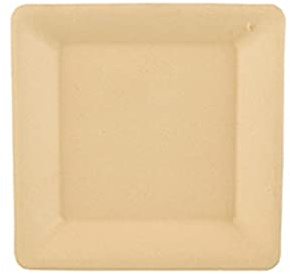 50 Papstar Teller aus Zuckerrohr Einwegteller Zuckerrohrteller eckig, natur pure 15,5 x 15,5 cm, extra stabil und praktisch, biologisch abbaubar, #86292
