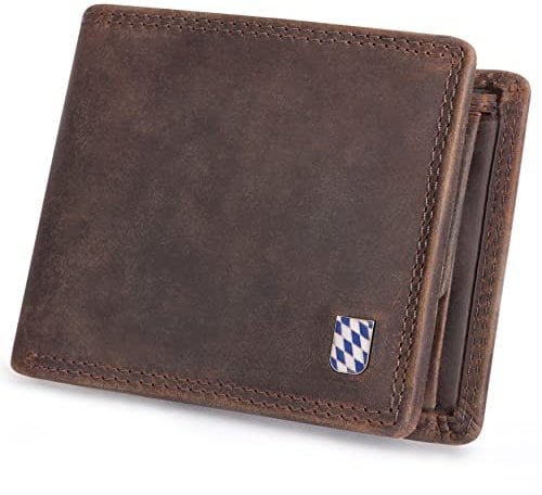 hodalump Echt-Leder Geldbörse • Premium Geldbeutel für Damen und Herren mit RFID-Schutz • Langlebiges Portmonee mit Münzfach • Komfortable Brieftasche Bayern