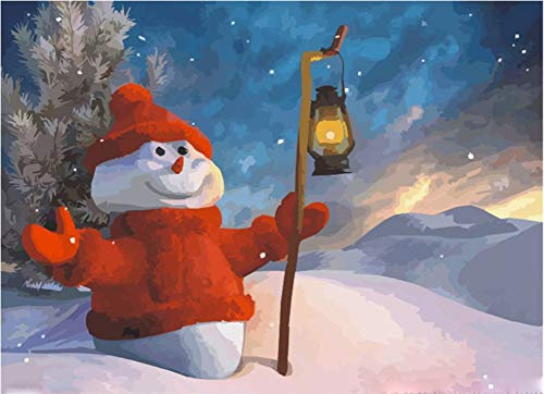ABEUTY Wandkunst Schneemann im roten Kleid Malen nach Zahlen, DIY Ölgemälde auf Leinwand Gemälde 40x50cm