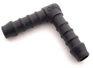 227s 8mm Elbow Hose Connectors To Join Water, Fuel & Breather Pipes - Resistant to Fuels, Oils & Coolant - For Use Between -30C & 140C - Nylon PA66 - Black - 2 Pack