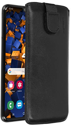 mumbi Echt Ledertasche kompatibel mit Samsung Galaxy A40 Hülle Leder Tasche Case Wallet, schwarz