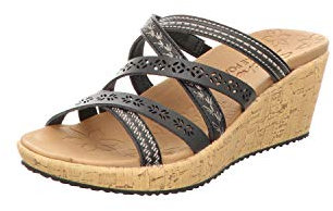 Skechers Women's Beverlee - Tiger Posse Wedge Sandal, Black, 3 UK