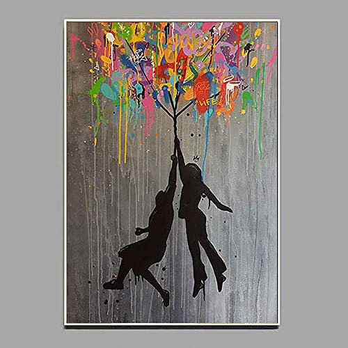 ZXCLKJH Kunstdruck Auf Leinwand, Street Art Graffiti Aquarell Abstrakt Poster, 50 x 70 cm, Ohne Rahmen, Ideal für Wohnzimmer, Schlafzimmer, Küche, Büro uvm.