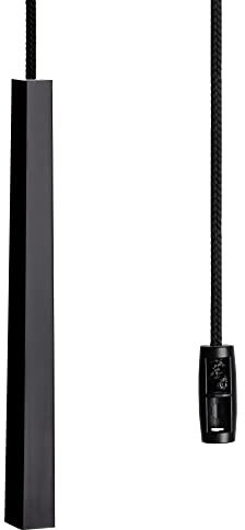 Black Light Pull Cord, String and Handle. Slimline, Subtle Cube Minimalist Design. Choice of Cord Colour. (Jet Black Cord)