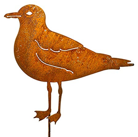 Blümelhuber Möwe Gartenstecker - Edelrost Gartendeko Metall - Vogel Figuren Garten Zaunstecker - Deko Garten - Deko Frühling