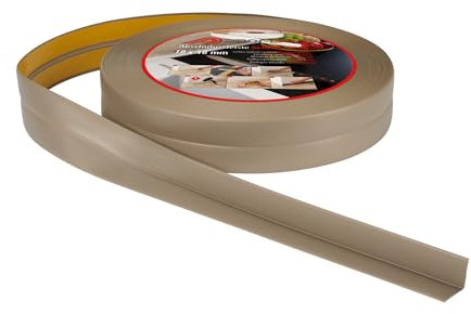 ProfiPVC Battiscopa Morbido PVC 18x18mm - 20 metro, Nastro Sigillante Autoadesivo per Cucina e Bagno, Elastico e Divisibile, con Striscia Spezzata, Montaggio Facile, Ottone