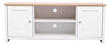 Kingwudo Living Room TV Storage Cabinet TV Stand Cabinet TV Unit with 2 Doors Multimedia Entertainment Centres 130×39×50 cm (White)