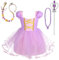Lito Angels Deguisement Robe en Tulle Princesse Raiponce avec Accessories Enfant Fille, Anniversaire Fete Carnaval Costume Halloween, Taille 2-3 ans