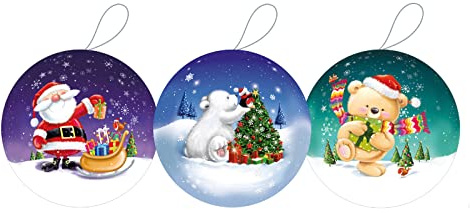 OLShop AG 3er Set Weihnachtskugeln Ø 8 cm Wintermomente zum Befüllen Geschenkkugel Weihnachtsverpackung