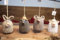 4 Glocken aus Keramik, Dekohänger Glocke, Maulwurf, Hase, Maus und Schaf, Höhe ca. 15 cm