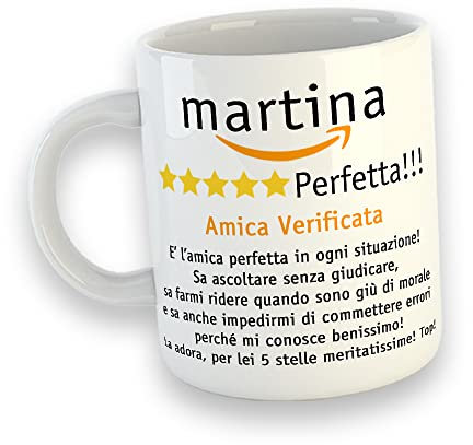 tazza Mug Recensione Amica PERSONALIZZABILE CON NOME Colazione Idea Regalo divertente Decorazioni Buona Giornata Amicizia Best Friend Migliore Amica Natale Compleanno