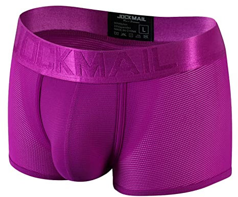 Faringoto Sous-vêtements sexy pour homme - En soie glacée - Maille respirante - Séchage rapide - Short de sport, violet, XL