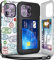 TORU CX SLIM for iPhone 14 Pro Case Wallet | Protective Shockproof Heavy Duty Cover with Hidden Card Holder & Card Slot | Mirror & Wrist Strap Included - Travel Stamps