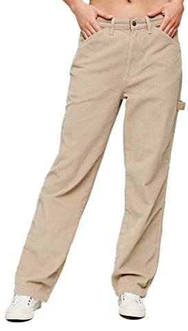 Superdry Damen Carpenter Cordhose Stonewash Taupe Braun 30/32