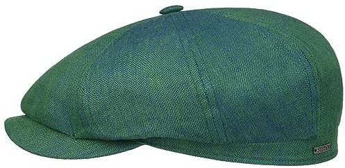 Stetson Hatteras Flatcap Leinen Klassisch 100% Leinen UV-Schutz 40 Made in EU Herren Frühjahr Sommer grün-blau 59 cm