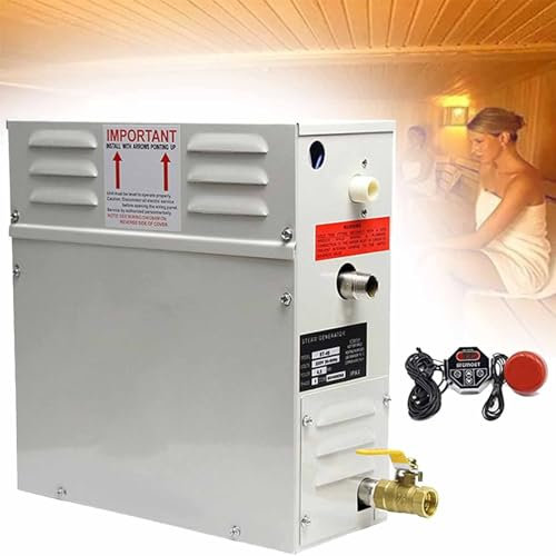 PixCy 3kw-21kw Sauna Dampfgenerator 220v Für Haus Und Gewerbe, Sauna/Dusche/Bad/Spa, Mit Entwässerung, LED-Digital-Regler Automatischer Thermostat 35-55℃,220V-10.5kw