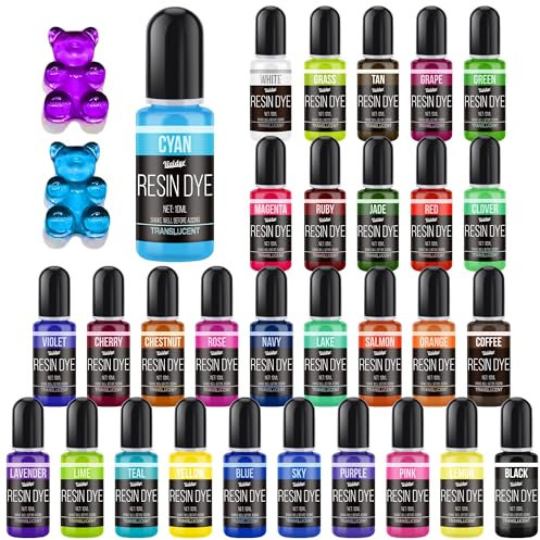 Epoxidharz Farbe - 30 Farben Flüssiges Epoxid Harz Pigment Farbstoff für DIY Schmuckherstellung, Epoxy Resin Kunst, Harz Gießen